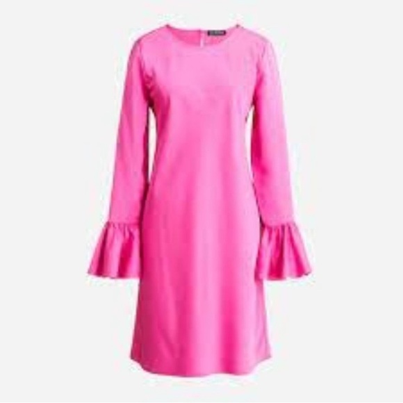 NEW J. Crew Hot  Pink Dress with Bell Sleeves Size 00 - Picture 4 of 4
